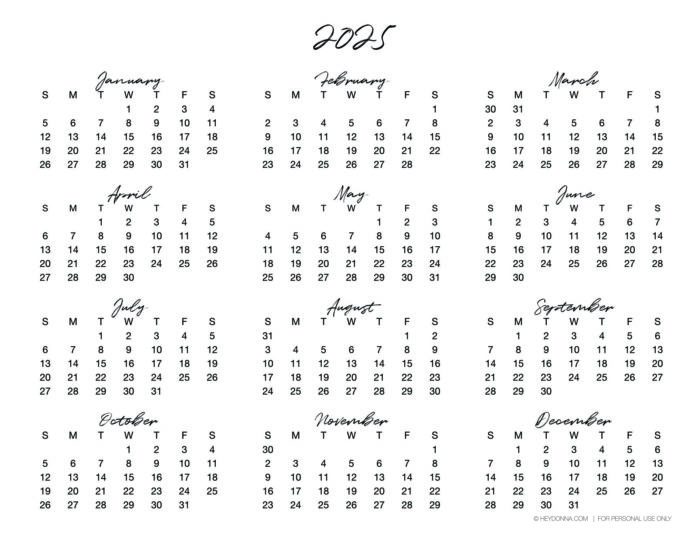 Free annual Calendar