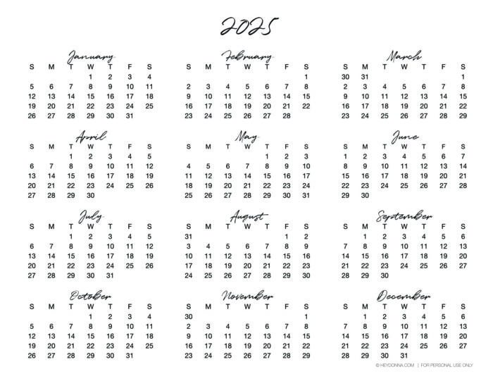 Printable 2025 Calendar on One Page - Hey, Donna!