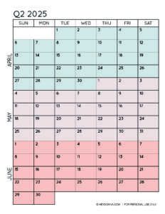 2025 3-Month Quarterly Calendar Printables - FREE - Hey, Donna!