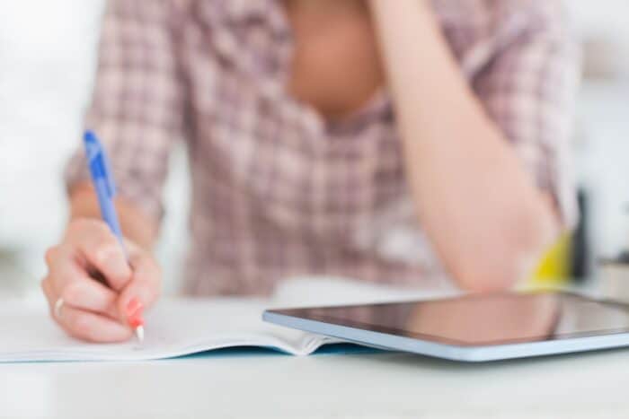 Woman writing morning pages