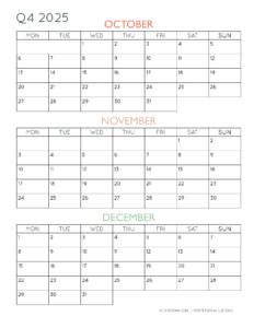 2025 3Month Quarterly Calendar Printables FREE Hey, Donna!