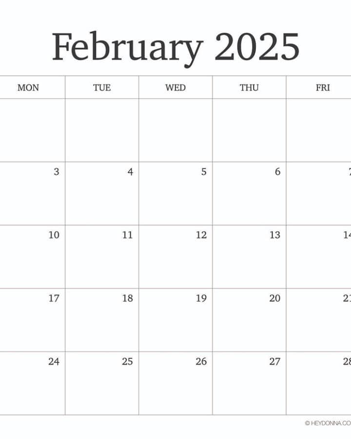 Feburary 2025 Calendar