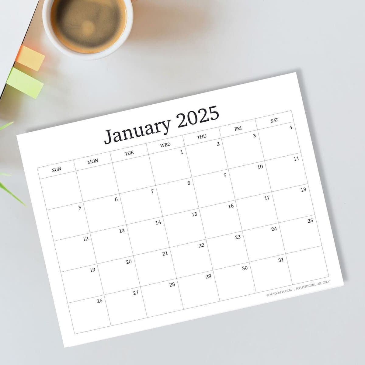 Free January 2025 Calendar