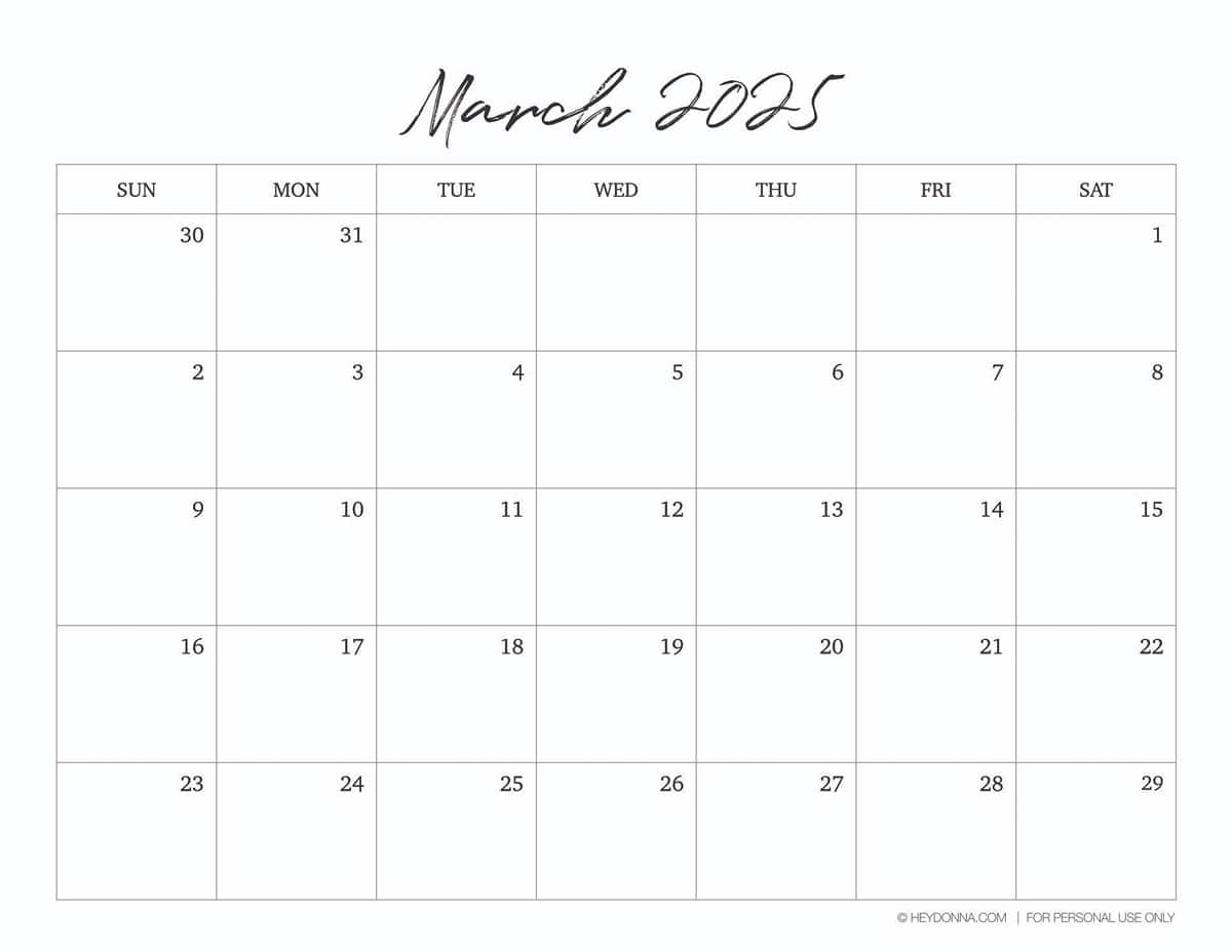 March 2025 Printable