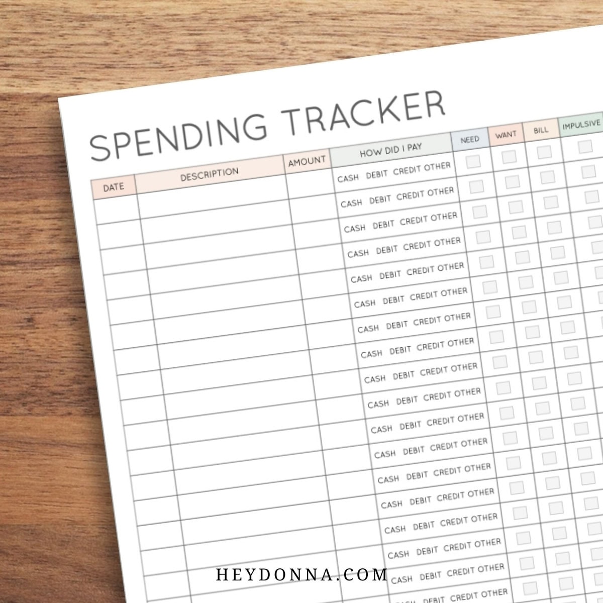 Free Printable Spending Tracker FREE To Download