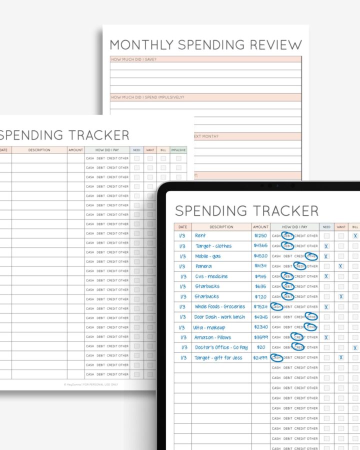 worksheet for tracking spending