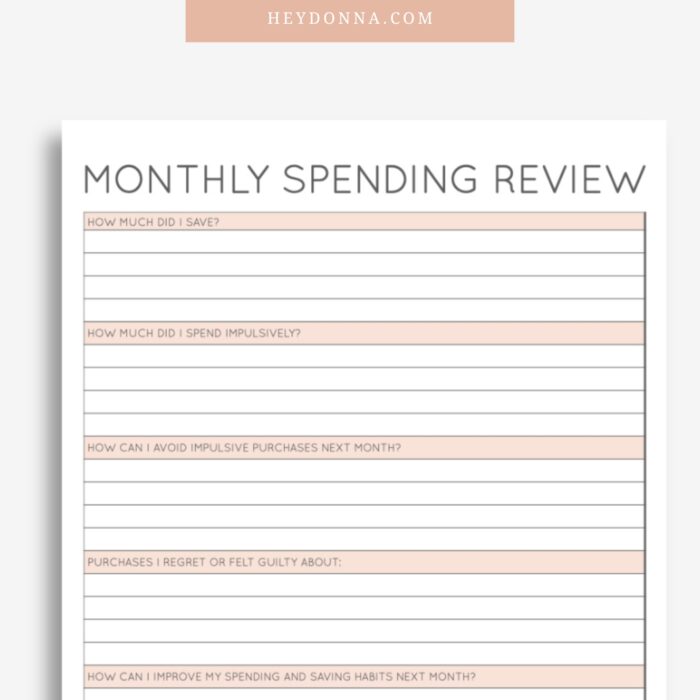 Monthly Spending review for personal finances