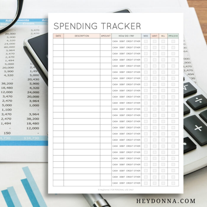 Spending Tracker Template to print