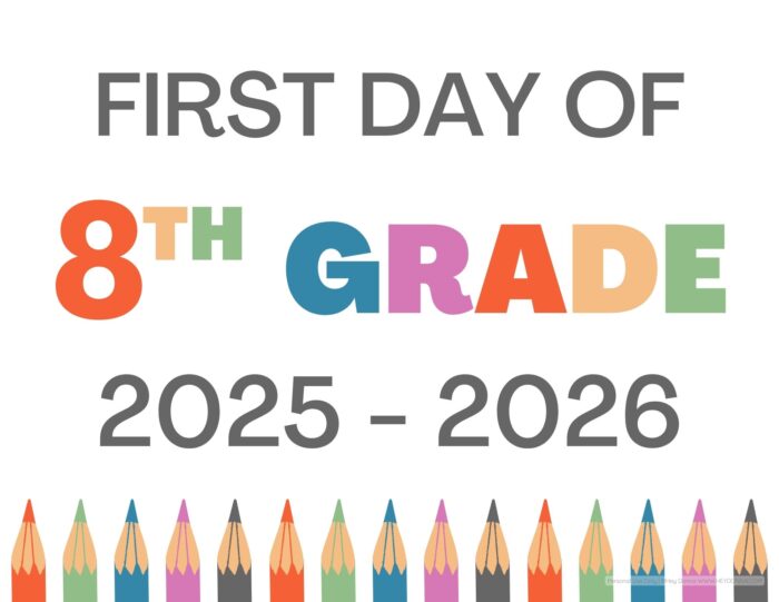 Free Cute Printable First Day of 8th grade sign