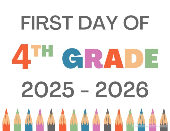 Printable First Day of 4th grade sign