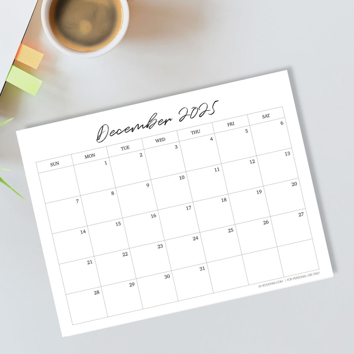 December 2025 Calendar
