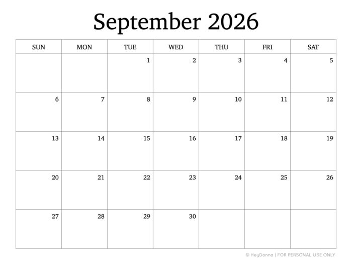 Calendars for 2026