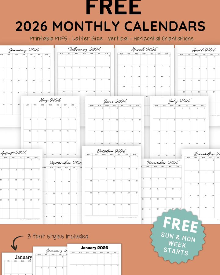 2026 Free Printable Calendar to Print