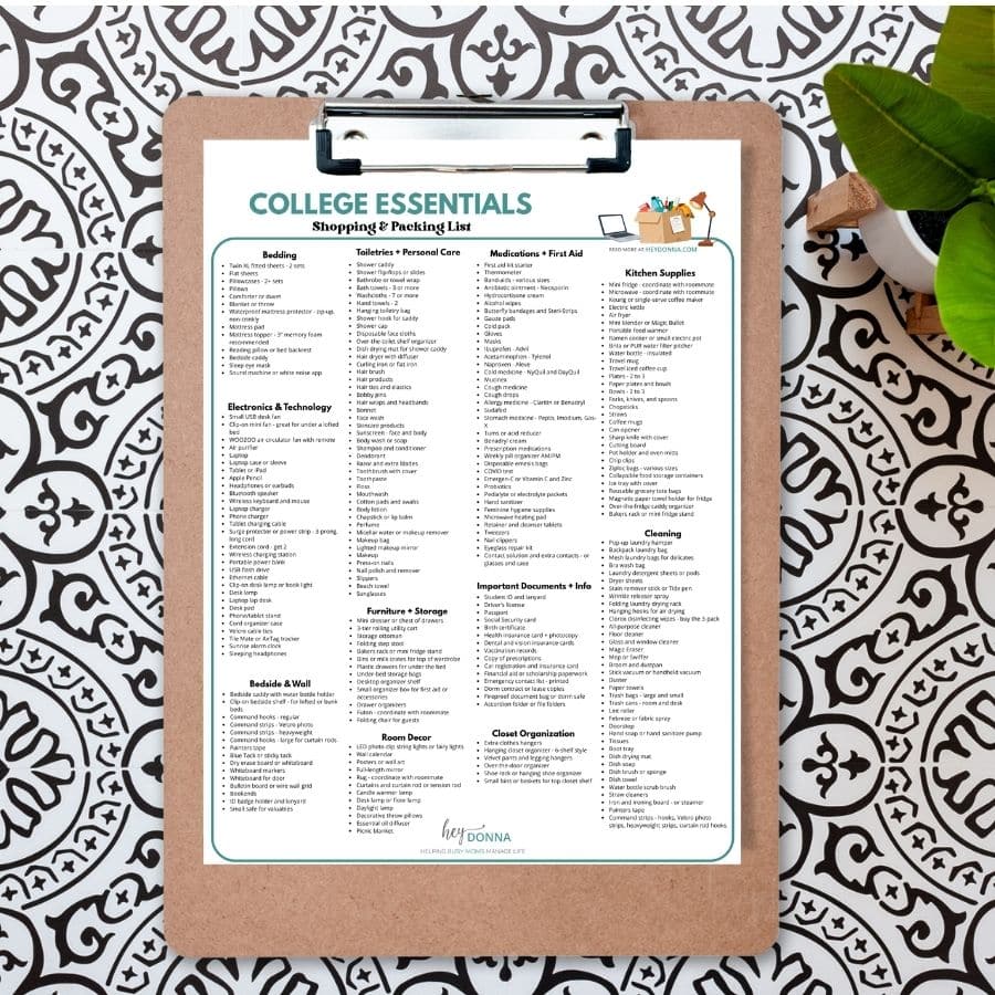 ultimate college packing list printable